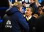 Everton's David Moyes greets Norwich boss Chris Hughton on November 24, 2012