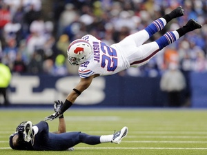 Buffalo Bills' Fred Jackson in the air against the Rams on December 11, 2012