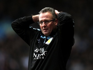 Villa manager Paul Lambert reacts to his side going 1-0 down against Southampton on January 12, 2013