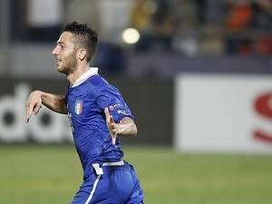 Italy's Andrea Bertolacci celebrates after scoring against Norway during the European U21 Championship on June 11, 2013