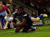 Jermaine McGilvary scores a second half try durng the Super League Qualifying Semi Final between Warrington Wolves and Huddersfield Giants on September 26, 2013