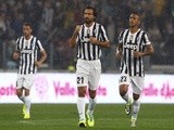 Andrea Pirlo of Juventus FC celebrates his goal with Arturo Vidal during the Serie A match between Juventus and AC Milan at Juventus Arena on October 6, 2013