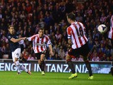 Adnan Januzaj of Manchester United scores his team's second goal during the Barclays Premier League match between Sunderland and Manchester United at the Stadium of Light on October 5, 2013