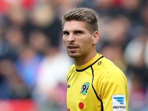 Goalkeeper Ron-Robert Zieler of Hannover looks on during the Bundesliga match between Hannover 96 and 1. FSV Mainz 05 at HDI Arena on August 31, 2013