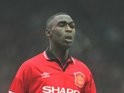 Andy Cole in action for Manchester United against Aston Villa on February 04, 1995.