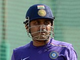 Virender Sehwag attends a training session at The Sardar Patel Stadium at Motera in Ahmedabad on November 13, 2012