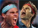 A collage of Roger Federer and Rafael Nadal at the 2014 Australian Open