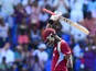West Indies batsman Darren Sammy celebrates a quick half century during the first One Day International match bewteen West Indies and England at the Sir Vivian Richard Stadium in St John's, February 28, 2014
