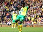 Alexander Tettey of Norwich City scores his team's second goal during the Barclays Premier League match against Sunderland at Carrow Road on March 22, 2014