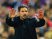 Atletico Madrid head coach Diego Simeone gestures during the Champions League quarter final match against Barcelona on April 9, 2014
