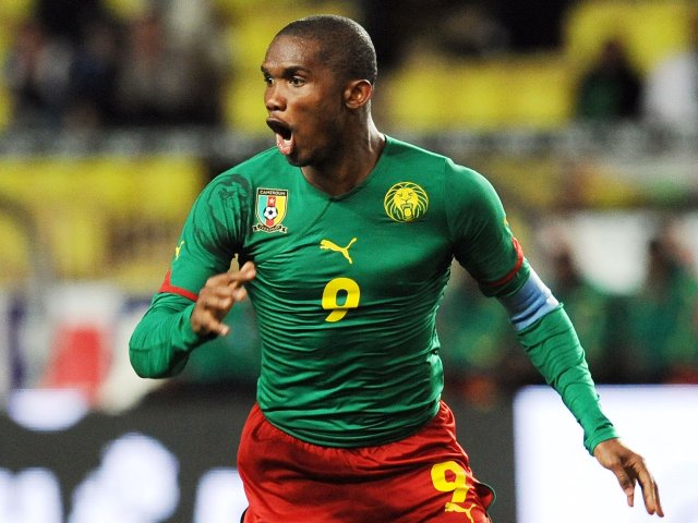 Chelsea striker Samuel Eto'o in action for Cameroon on March 03, 2010.