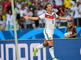 Germany's forward Mario Gotze celebrates after scoring during a Group G football match between Germany and Ghana at the Castelao Stadium in Fortaleza during the 2014 FIFA World Cup on June 21, 2014