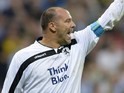 1860 Munich's Hungarian goalkeeper Gabor Kiraly reacts during the second round football match of the German Cup (DFB - Pokal) TSV 1860 Munich vs Borussia Dortmund on September 24, 2013