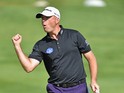 Graeme Storm of England celebrates holeing a putt on the 17th hole during the third round of the Omega European Masters at Crans-sur-Sierre Golf Club on September 6, 2014 