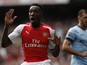Arsenal's English striker Danny Welbeck reacts after a shot at goal hit the post during the English Premier League football match between Arsenal and Manchester City at the Emirates Stadium in London on September 13, 2014