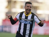 Antonio Di Natale of Udinese Calcio celebrates after scoring his opening goal during the Serie A match between Udinese Calcio and Atalanta BC at Stadio Friuli on October 26, 2014