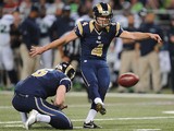 Greg Zuerlein #4 of the St. Louis Rams kicks a 33-yard field goal in the first quarter against the Seattle Seahawks at the Edward Jones Dome on October 28, 2013