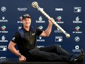 Henrik Stenson of Sweden with the DP World Tour Championship trophy after the final round of the DP World Tour Championship at Jumeirah Golf Estates on November 23, 2014
