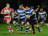 David Wilson of Bath makes a break during the Aviva Premiership match between Gloucester Rugby and Bath Rugby at Kingsholm Stadium on December 20, 2014