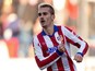 Antoine Griezmann of Atletico de Madrid celebrates scoring their opening goal during the La Liga match Levante UD on January 3, 2015
