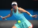 Caroline Wozniacki in action on day two of the Australian Open on January 20, 2015