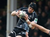 Tom Ryder of Glasgow Warriors beats Devin Toner of Leinster to the ball during the Heineken Cup match between Glasgow Warriors and Leinster at Firhill Stadium on January 15, 2012 