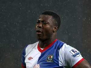 Yakubu of Blackburn Rovers looks dejected after his team was relegated at the end of the Barclays Premier League match between Blackburn Rovers and Wigan Athletic at Ewood Park on May 7, 2012