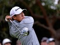 James Hahn tees off on the 11th hole during the Final Round of the Northern Trust Open at the Riviera Country Club on February 22, 2015