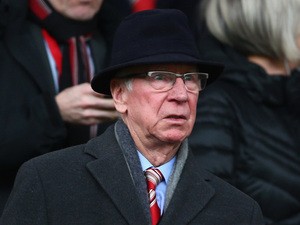 Sir Bobby Charlton looks on during the Barclays Premier League match between Manchester United and Sunderland at Old Trafford on February 28, 2015