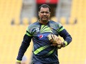 Coach Waqar Younis of Pakistan looks on during the One Day International match between New Zealand and Pakistan at Westpac Stadium on January 31, 2015