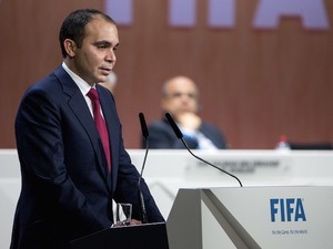 Prince Ali delivers his speech ahead of the FIFA presidency vote on May 29, 2015