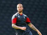 Lars Veldwijk of Nottingham Forest in action during the Pre-Season Friendly match between MK Dons and Nottingham Forest at Stadium mk on July 27, 2014