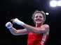 Team GB boxer Sandy Ryan celebrates victory at the European Games on June 23, 2015