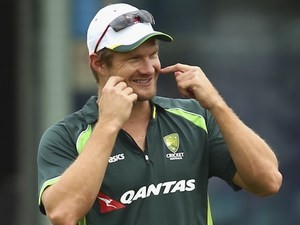 Shane Watson during an Australia nets session on July 15, 2015