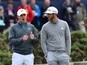 American golfers Jordan Spieth and Dustin Johnson during the first round of The 144th Open at St Andrews on July 16, 2015