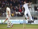 James Anderson celebrates the wicket of Mitchell Marsh during day one of the third Ashes Test between England and Australia at Edgbaston on July 29, 2015