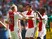 Anwar El Ghazi #21 of Ajax celebrates scoring his teams second goal of the game with team mates during the Dutch Eredivisie match between Ajax Amsterdam and ADO Den Hagg on August 30, 2015