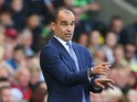 Roberto Martinez Manager of Everton looks on during the Barclays Premier League match between Swansea City and Everton at the Liberty Stadium on September 19, 2015 in Swansea, United Kingdom.