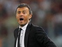 FC Barcelona head coach Luis Enrique reacts during the UEFA Champions League Group E match between AS Roma and FC Barcelona at Stadio Olimpico on September 16, 2015