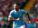 Aleksandar Kolarov of Manchester City in action during the Barclays Premier League match between Crystal Palace and Manchester City at Selhurst Park on September 12, 2015