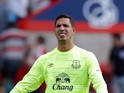 Joel Robles of Everton in action during the Pre Season Friendly match between Swindon Town and Everton at the County Ground on July 11, 2015