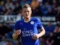 Jamie Vardy of Leicester City in action during the pre season friendly match between Mansfield Town and Leicester City at the One Call Stadium on July 25, 2015