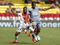 Monaco's French midfielder Thomas Lemar (L) vies with Rennes' French defender Ludovic Baal (R) during the French L1 football match Monaco (ASM) vs Rennes (SRFC) on October 4, 2015 at the Louis II Stadium in Monaco.