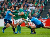 Iain Henderson of Ireland makes a break during the 2015 Rugby World Cup Pool D match between Ireland and Italy at the Olympic Stadium on October 4, 2015