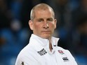 Stuart Lancaster, Head Coach of England looks on prior to the 2015 Rugby World Cup Pool A match between England and Uruguay at Manchester City Stadium on October 10, 2015 in Manchester, United Kingdom.