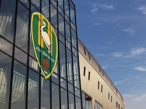 A general view of the club logo on the main entrance of the stadium prior to the Eredivisie match between ADO Den Haag and FC Twente at Kyocera Stadium on March 24, 2012 in The Hague, Netherlands.