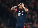Arturo Vidal of Bayern Munich reacts during the UEFA Champions League Group F match between Arsenal FC and FC Bayern Munchen at Emirates Stadium on October 20, 2015 in London, United Kingdom.