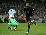 Darren Bent of Tottenham celebrates scoring their first goal during the Barclays Premier League match between Manchester City and Tottenham Hotspur at City of Manchester Stadium on November 9, 2008