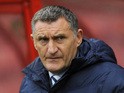 Coventry City Manager Tony Mowbray looks on during the Sky Bet League One match between Swindon Town and Coventry City at The County Ground on October 24, 2015