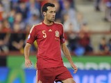 Sergio Busquets of Spain in action during the UEFA EURO 2016 Qualifier group C match between Spain and Luxembourg at Estadio Municipal Las Gaunas on October 9, 2015 in Logrono, Spain.